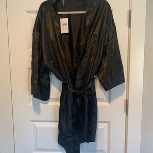 Luxurious Black Satin Kimono Robe